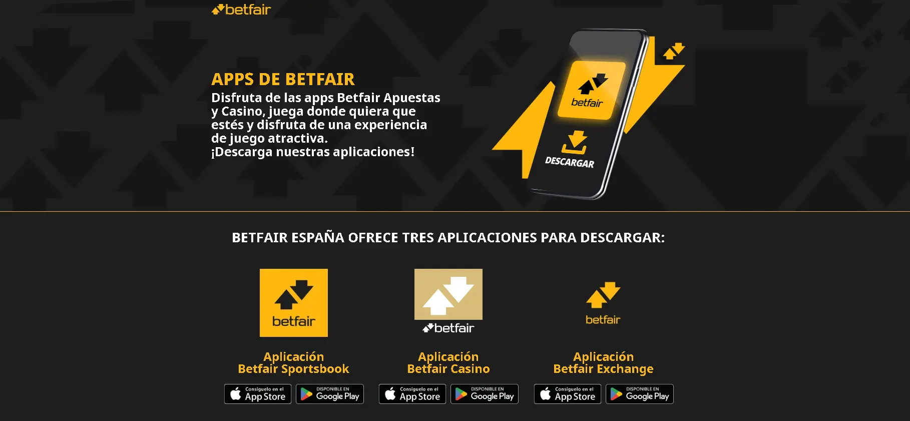 Aplicación móvil de Betfair casino