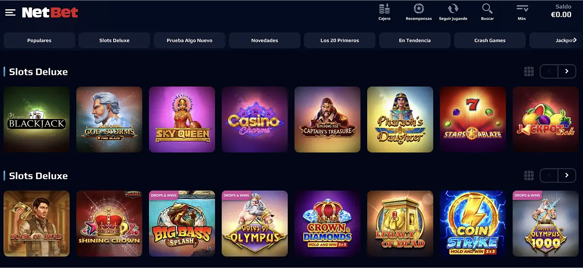 Catálogo de juegos de casino NetBet