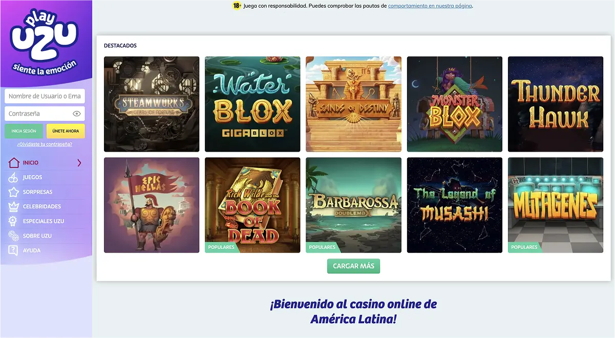 Acceso móvil a PlayUZU