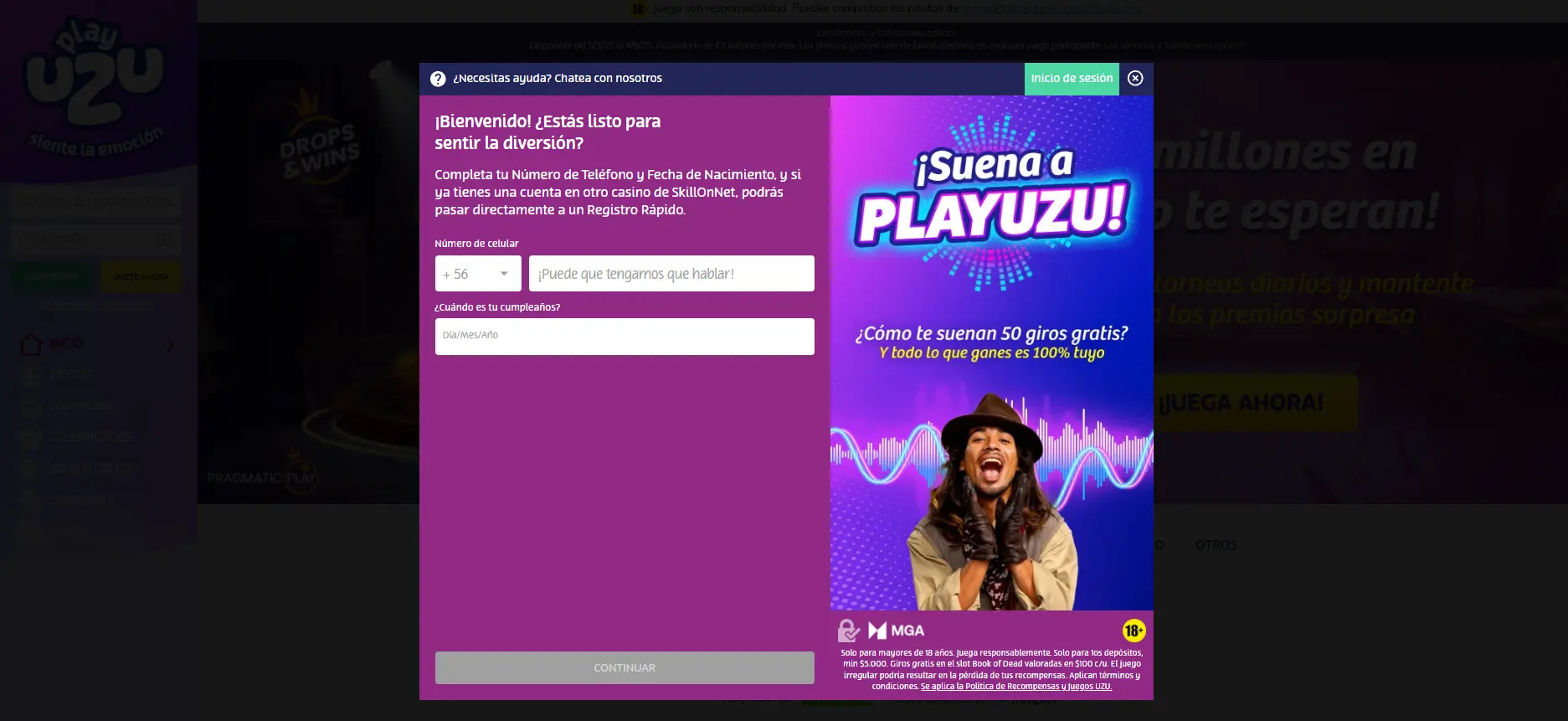 Registro e inicio de sesión en PlayUZU 