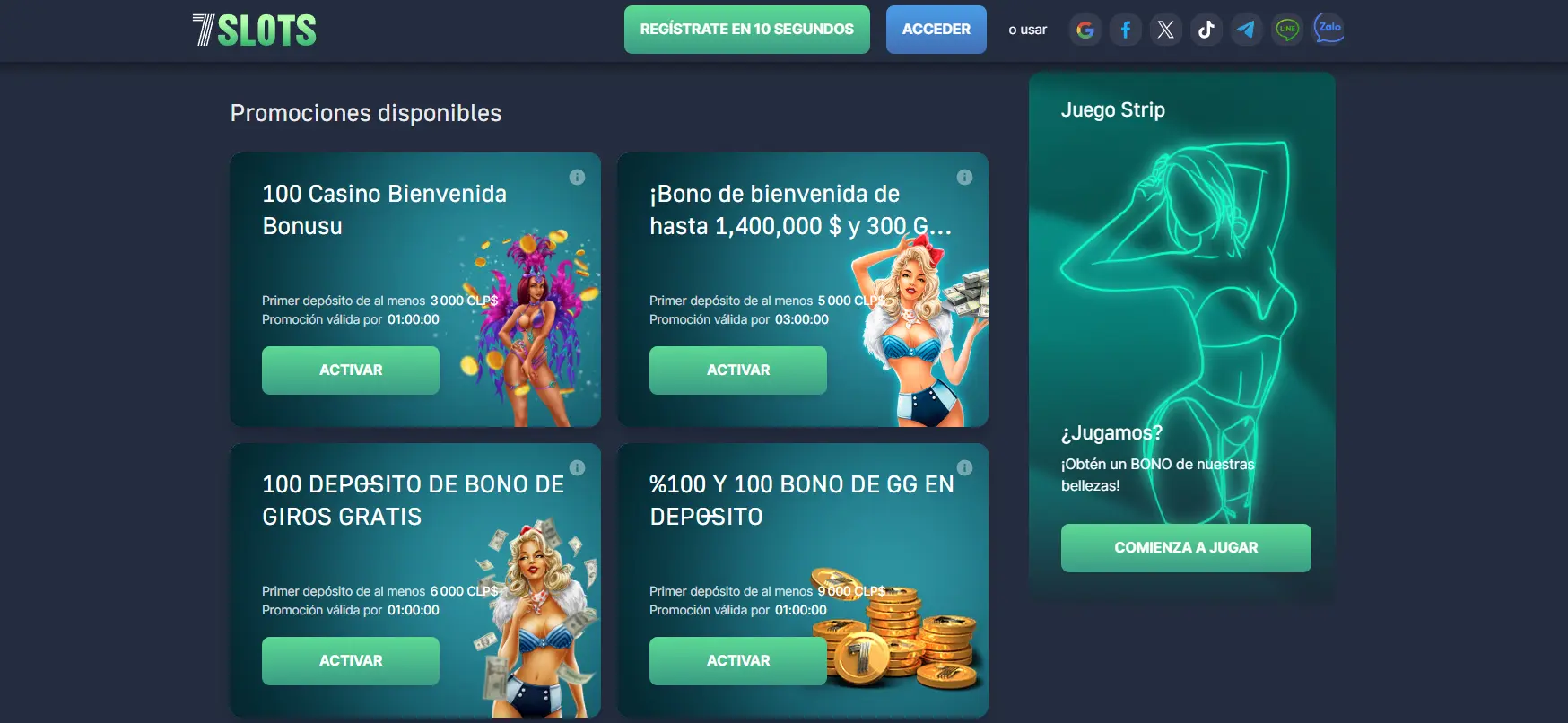 Bonos y promociones en 7Slots