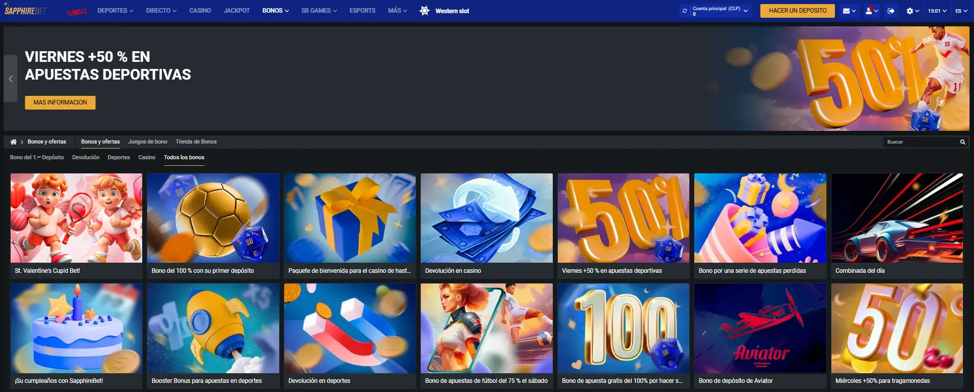 Bonos y promociones en Sapphirebet casino